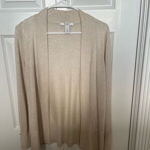 White House Black Market Metallic Gold & Cream Open-Front Cardigan